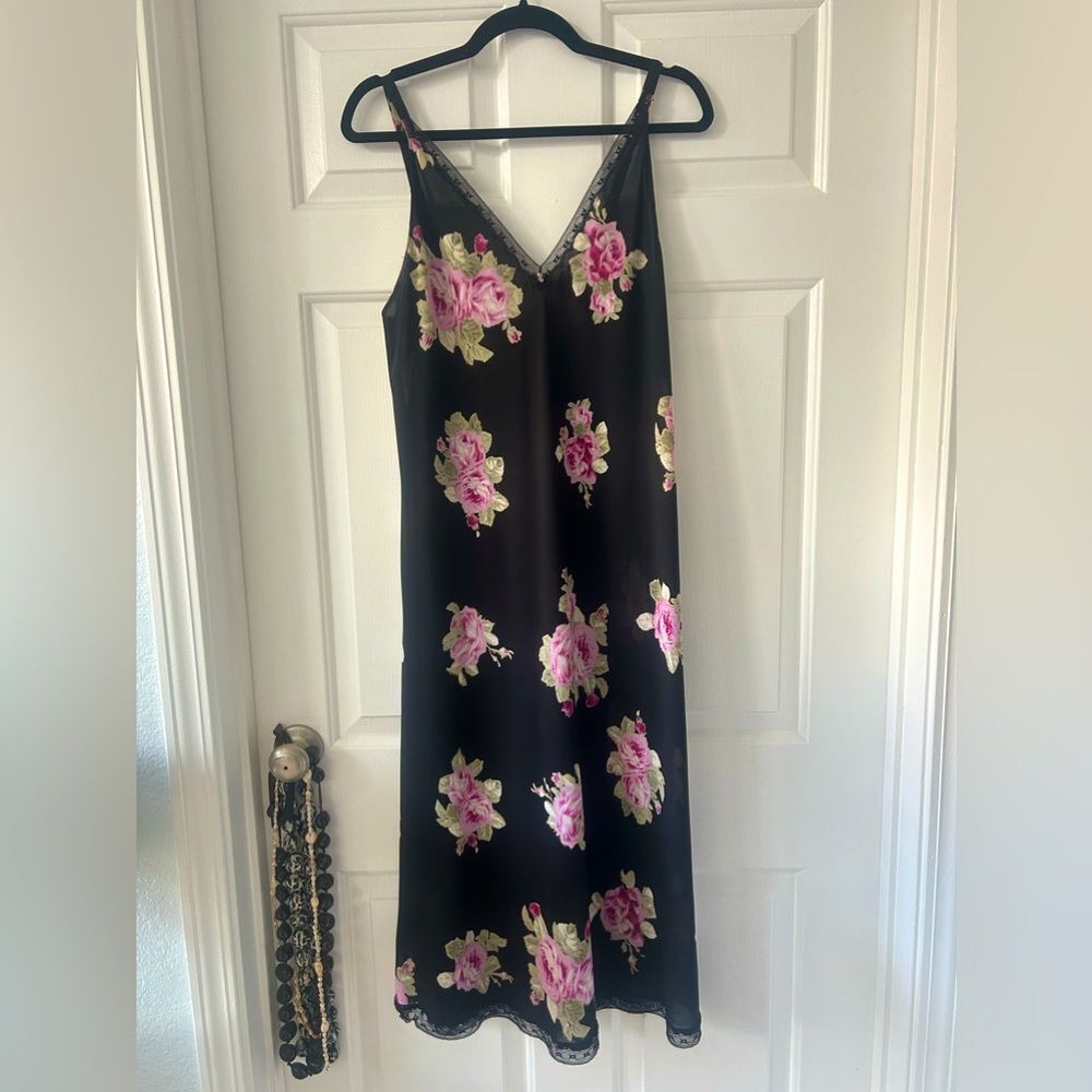 Oscar de la Renta Vintage Floral Print Slip Dress